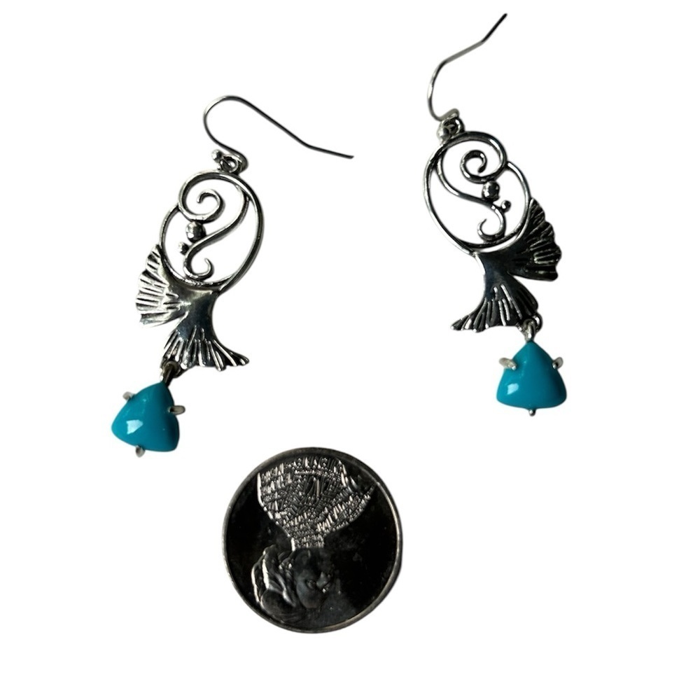 New Silver Ginko Dangle Earrings - Picture 3 of 5